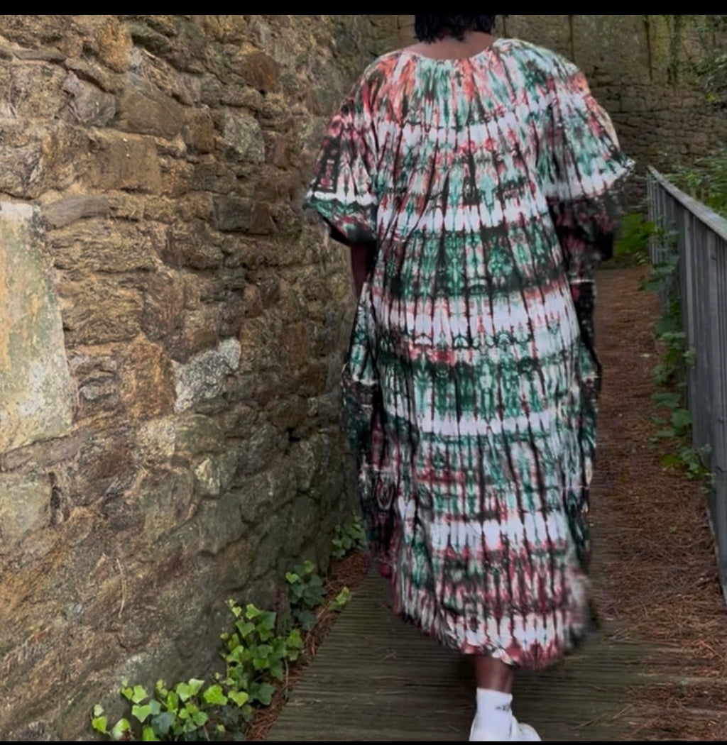 Robe boubou tie-dye verte