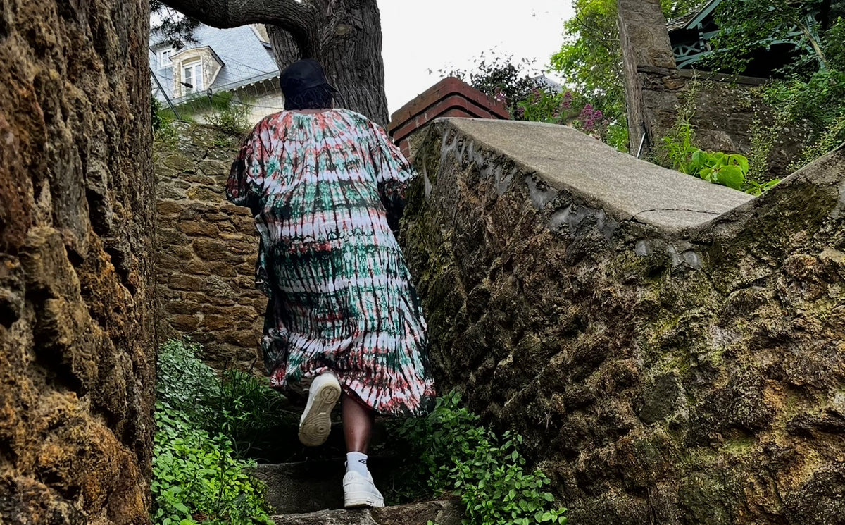 Robe boubou tie-dye verte