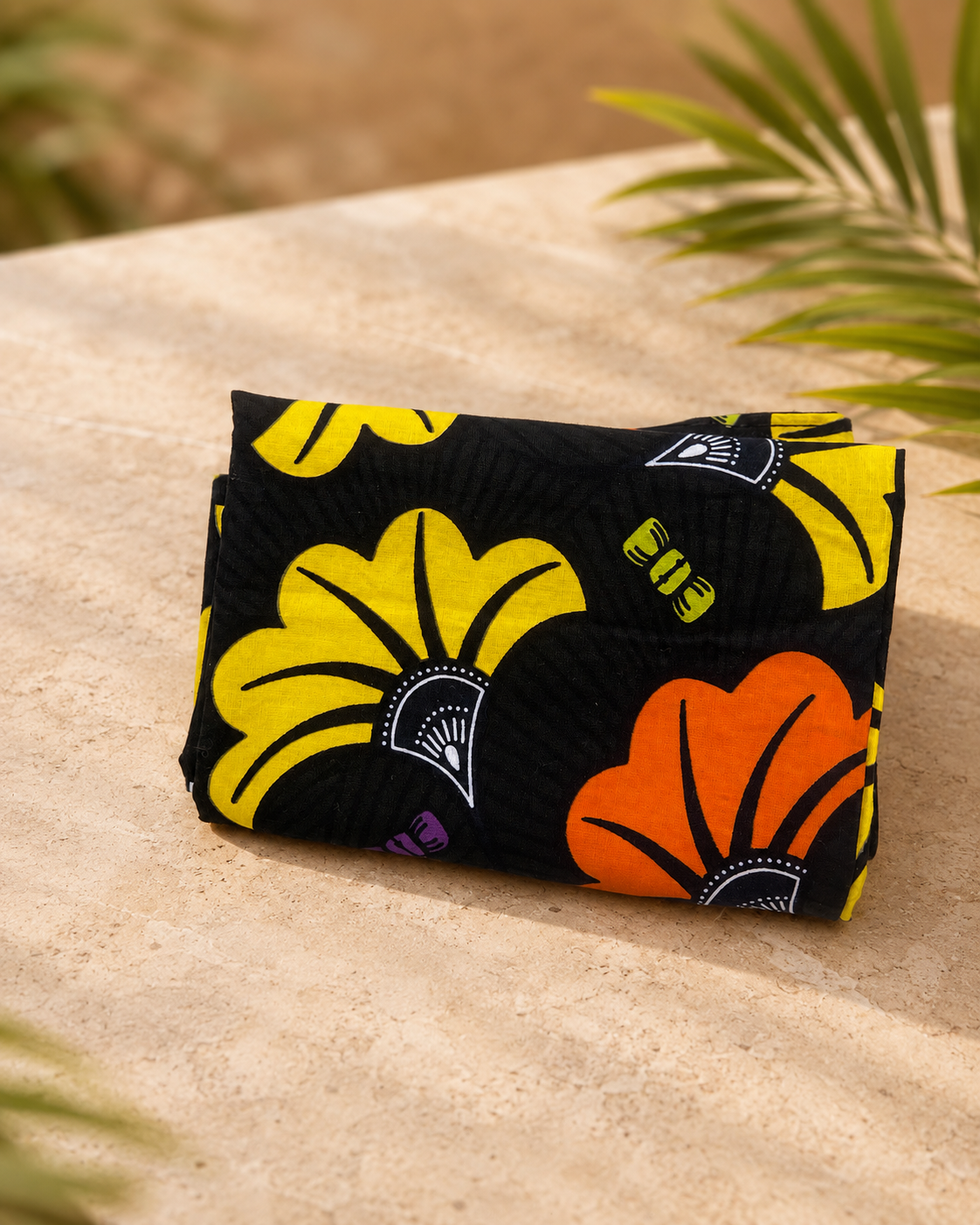Tote bag wax noir, jaune & orange